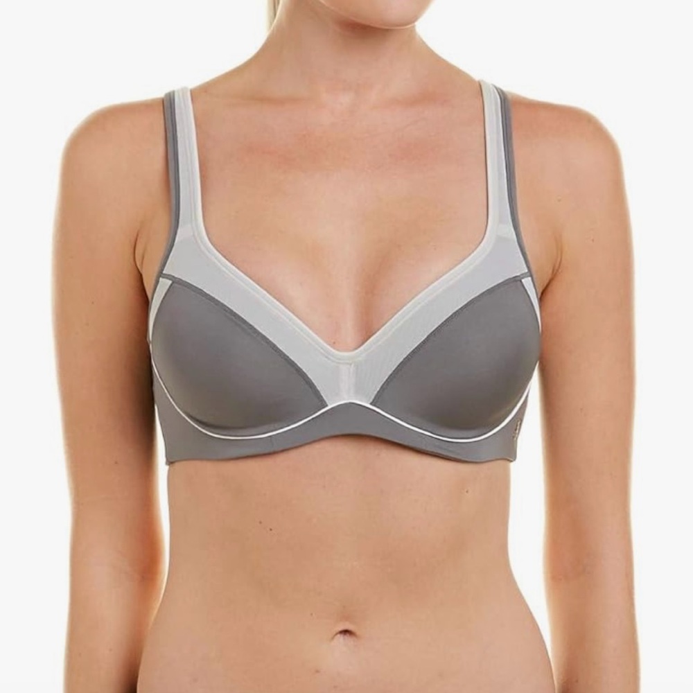 Natori Gray and White Intimates Bra with Molded Cups